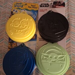 SpongeBob and Star Wars Food Can Covers - Yellow, Black, Blue, Green